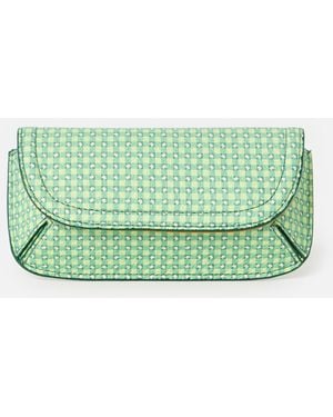 Oliver Bonas Carly Gingham Floral Glasses Case - Green