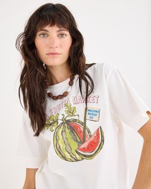 Oliver Bonas La Frutta Market Cotton Graphic T-shirt, Size 10 - White