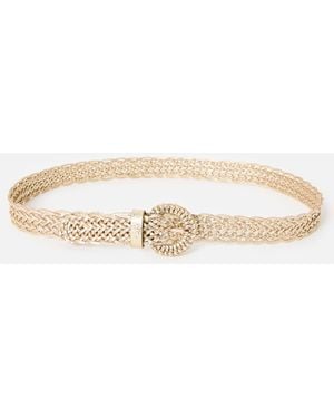 Oliver Bonas Metallic Braided Weave Slim Jeans Belt - Natural