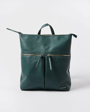 Oliver Bonas Anie Double Pocket Teal Green Backpack Large