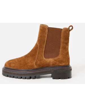 Oliver Bonas Tan Chunky Suede Chelsea Boots, Size 5 - Brown