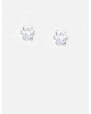 Oliver Bonas Milo Paw Print Sterling Stud Earrings - White
