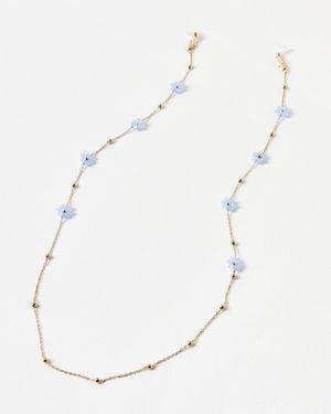 Oliver Bonas Rosaria Blue Beaded Flower Glasses Chain - White