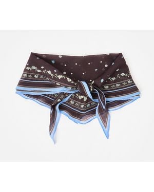 Oliver Bonas Ditsy Floral Diamond Scarf - Brown