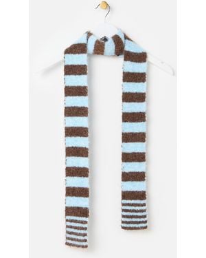 Oliver Bonas & Brown Striped Skinny Knitted Scarf - White