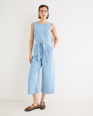 Oliver Bonas Light Chambray Sleeveless Tie Waist Jumpsuit, Size 10 - Blue