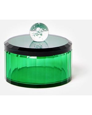Oliver Bonas Green & Black Glass Trinket Box