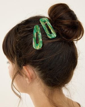 Oliver Bonas Avery Resin Cut Out Hair Clips Set Of Two - Metallic
