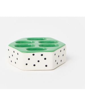 Oliver Bonas Pois Green Polka Dot Ceramic Ring Holder