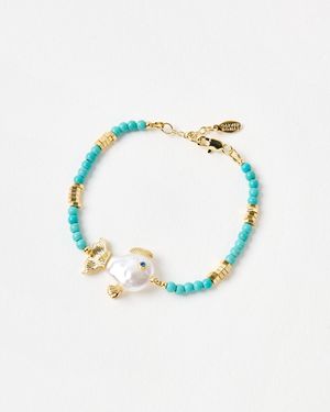 Oliver Bonas Fiona Fish Faux Pearl Beaded Bracelet - Blue