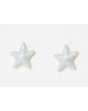 Oliver Bonas Eloise Shiny Enamel Star Stud Earrings - White