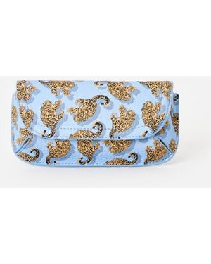 Oliver Bonas Light Snow Leopard Glasses Case - Blue