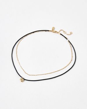 Oliver Bonas Misha Mini Heart Pendant Double Row Cord Necklace - White