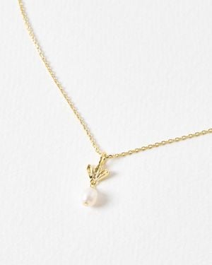 Oliver Bonas Chiara Eyelash Detail Pearl Necklace - Metallic