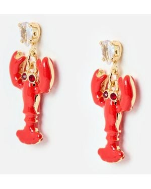 Oliver Bonas Seb Red Lobster Charm Drop Earrings
