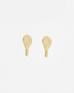 Oliver Bonas Aryna Tennis Racket Stud Earrings - White