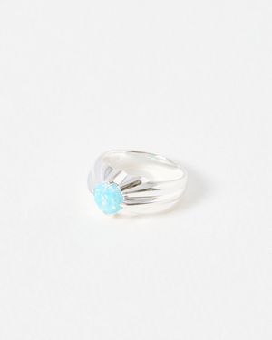 Oliver Bonas Linnea Opalite Inlay Silver Statement Ring, Size 50 - White