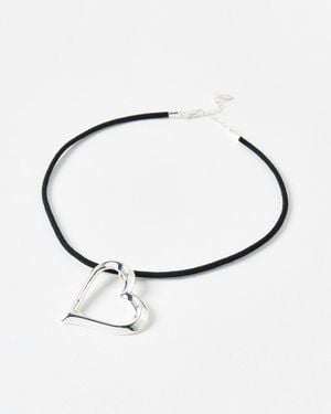 Oliver Bonas Ariadne Tone Statement Cord Heart Necklace - White