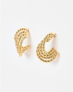 Oliver Bonas Leia Tone Twisted Hoop Earrings - Metallic