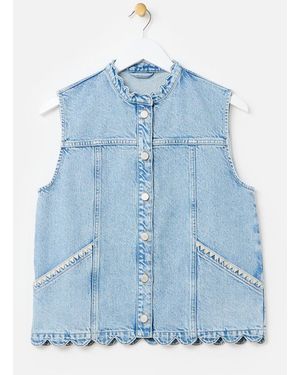 Oliver Bonas Light Scalloped Denim Waistcoat, Size 6 - Blue