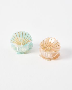 Oliver Bonas Bronte Shell Hair Claw Clips Set Of Two - Black