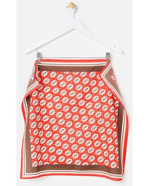Oliver Bonas & Brown Ditsy Floral Square Scarf - Red