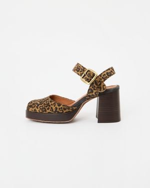 Esska Selina Animal Print Platform Heeled Sandals, Size Uk 7 - Brown