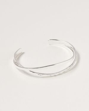 Oliver Bonas Vinita Twisted Silver Cuff Bangle - Natural
