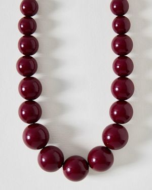 Oliver Bonas Elphie Chunky Beaded Necklace - Red
