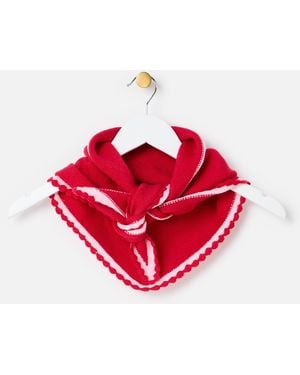 Oliver Bonas & Pink Scalloped Edge Knitted Triangle Scarf - Red