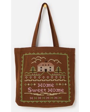 Oliver Bonas Chocolate Home Sweet Home Tote Shopper Bag - Brown