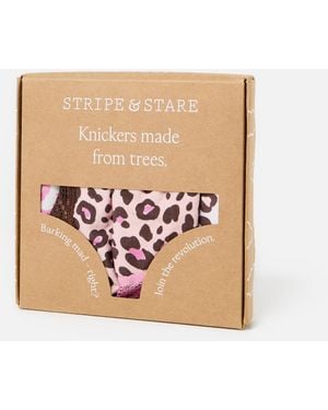 Stripe & Stare Liquorice Leopard Knickers Pack Of Four, Size S - White