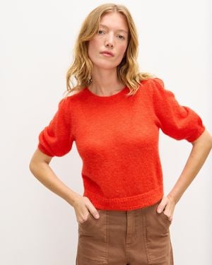 Oliver Bonas Fluffy Short Sleeve Knitted T-shirt, Size 6 - Red
