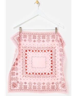 Oliver Bonas Heart Bandana Cotton Square Scarf - Pink
