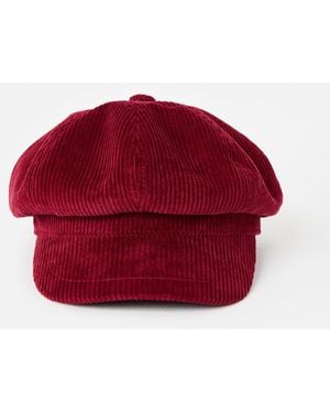 Oliver Bonas Berry Corduroy Baker Boy Hat - Red