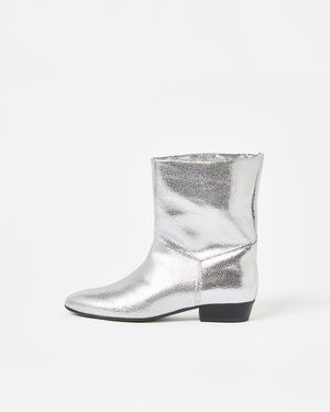 Anonymous Copenhagen Jassi 20 Crackle Leather Boots, Size Uk 3 - Grey