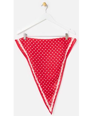 Oliver Bonas & White Polka Dot Diamond Scarf - Red