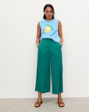 Oliver Bonas Forest Green Cropped Wide Leg Trousers, Size 6