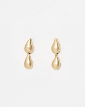 Oliver Bonas Elis Tiered Teardrop Tone Drop Earrings - White