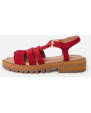 Oliver Bonas Suede Chunky Fisherman Sandals, Size 4 - Red