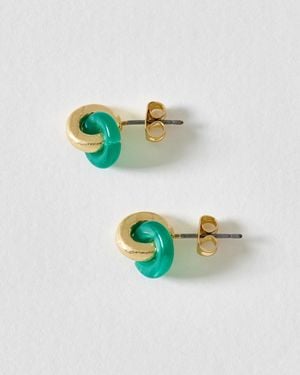 Oliver Bonas Ainsley Resin Loop Stud Earrings - Green