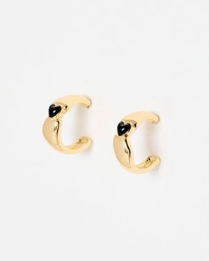 Oliver Bonas Blair Gold Tone Enamel Heart Hoop Earrings - Natural