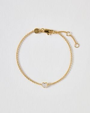 Oliver Bonas Auden White Moonstone Inlay Heart Charm Chain Bracelet