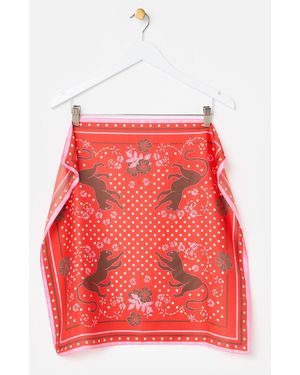 Oliver Bonas Dancing Leopard Square Scarf - Red