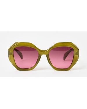 Oliver Bonas Olive Hexagonal Sunglasses - Pink