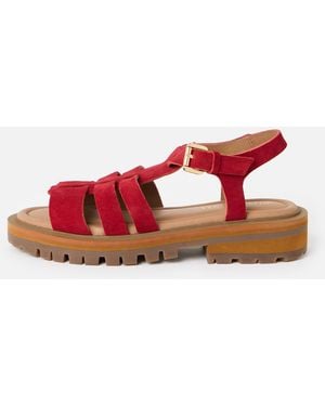 Oliver Bonas Suede Chunky Fisherman Sandals, Size 6 - Red