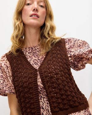 Oliver Bonas Chocolate V-neck Knitted Waistcoat, Size 6 - Brown
