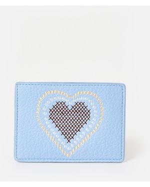Oliver Bonas Light Heart Cross Stitch Card Holder - Blue