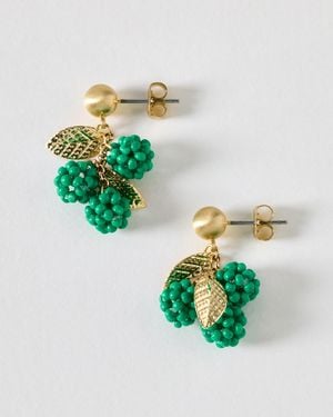 Oliver Bonas Poe Bead Cluster Drop Stud Earrings - Green