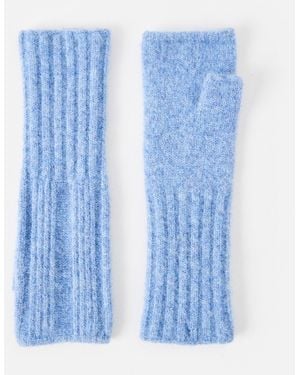 Oliver Bonas Ribbed Knitted Wrist Warmers - Blue